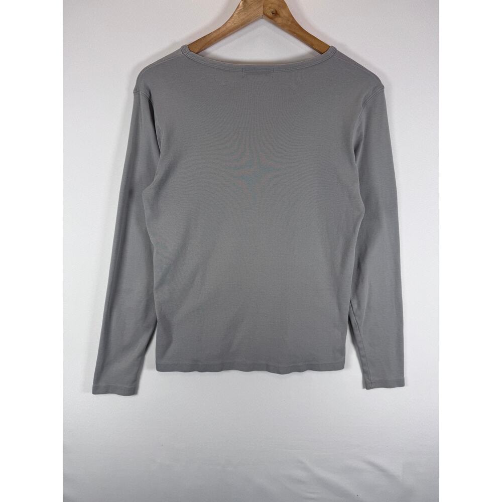 Eddie Bauer Womens M Gray Ribbed Long Sleeve Cotton Crewneck T Shirt - Picture 4 of 8